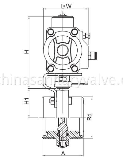 DIN Hygienic Aluminium Pneumatic Butterfly Valve Male